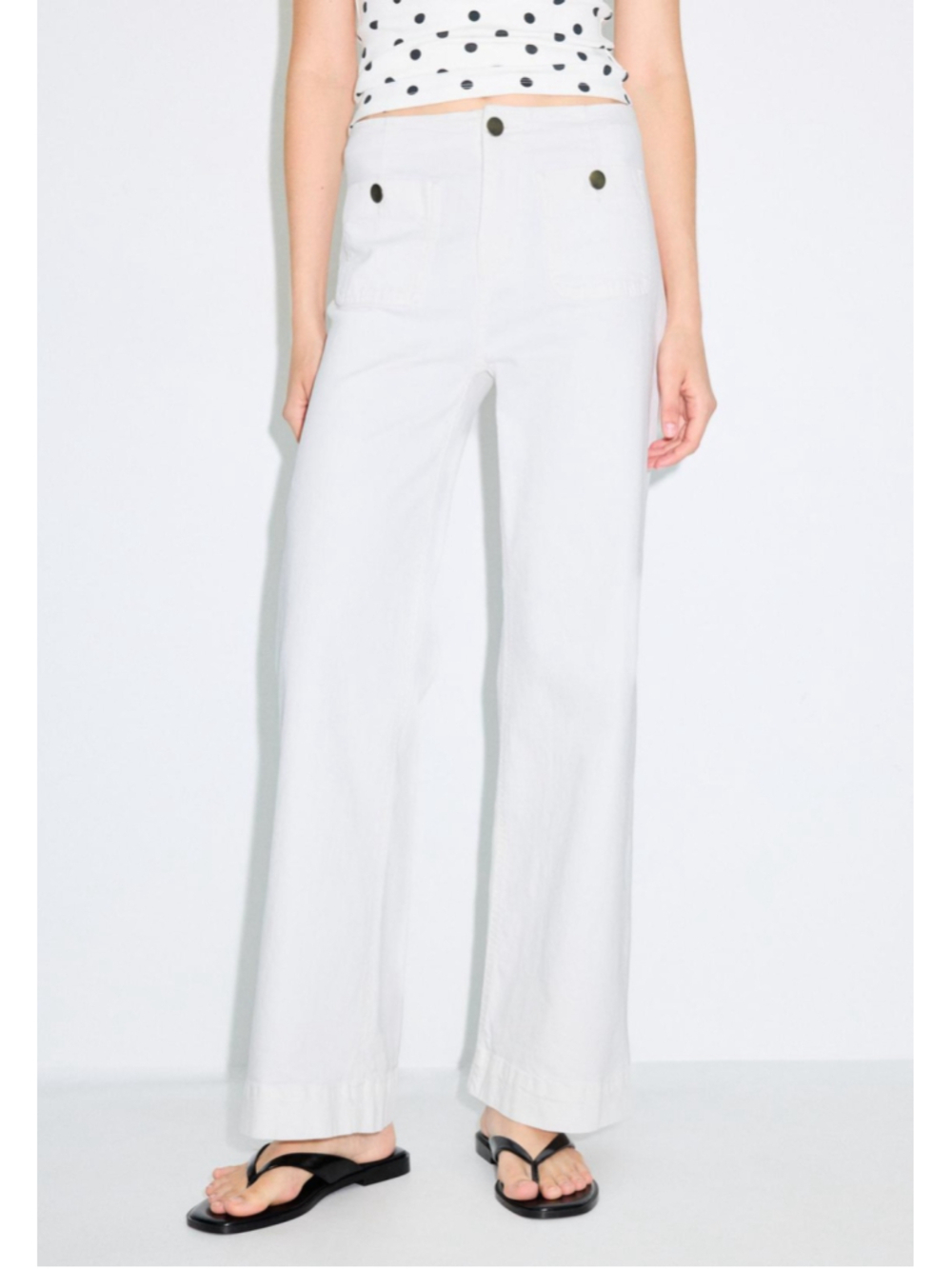 Stradivarius Khaki Cotton Blend Wide Leg Pants Size 8